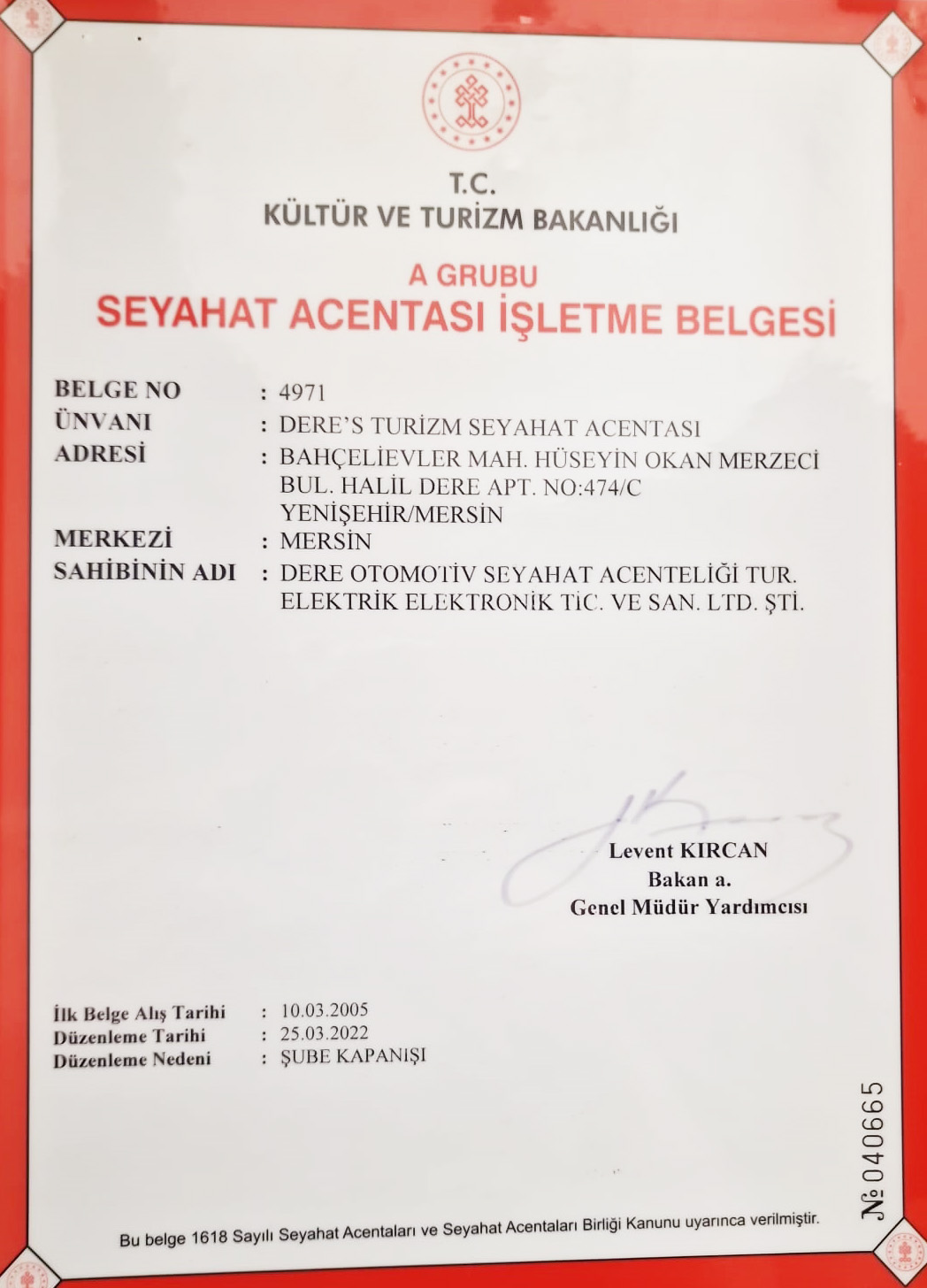dere'e health travel, yetki belgemiz,